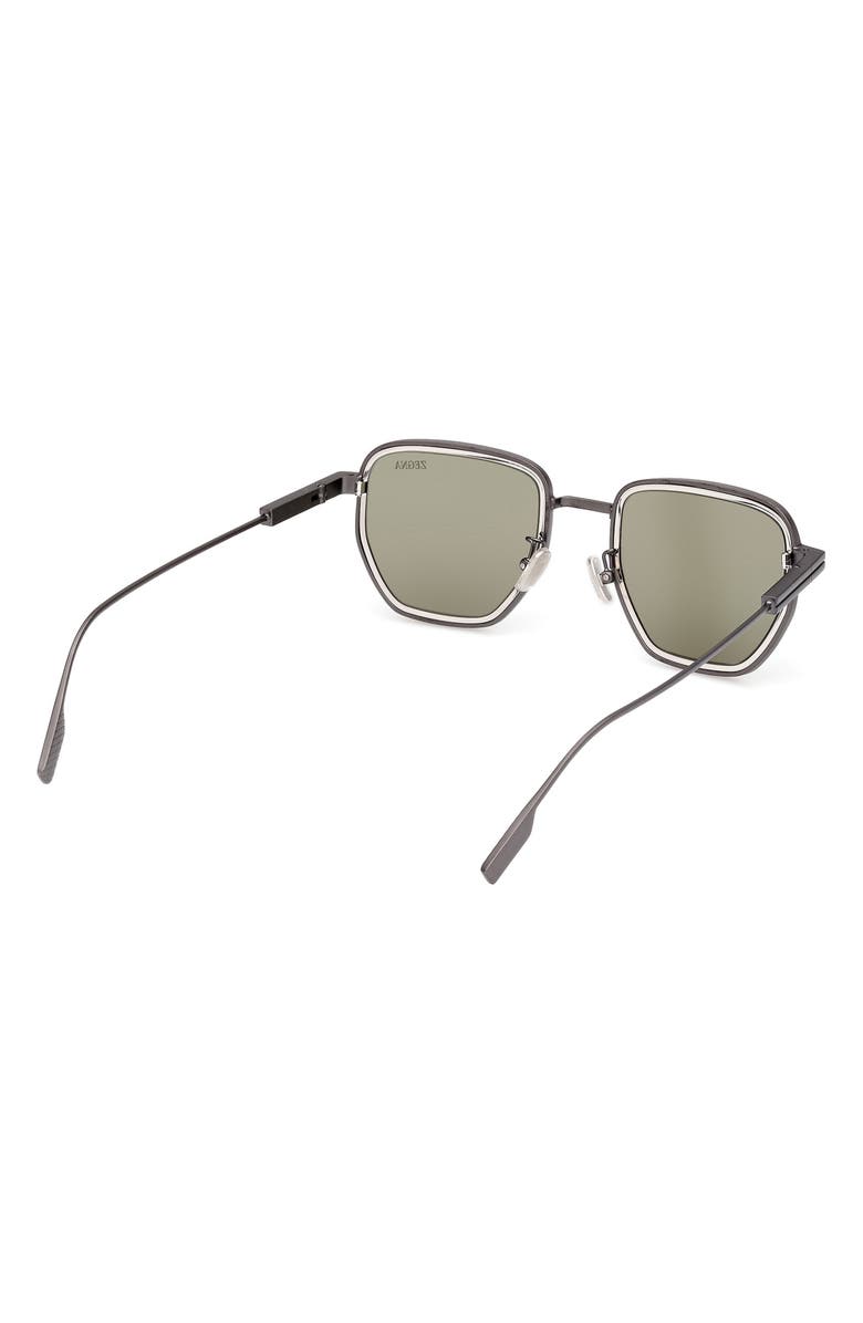 ZEGNA 49mm Geometric Sunglasses, Alternate, color, Matte Gunmetal