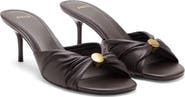 MANGO Faux Leather Beaded Kitten Heel Slide Sandal