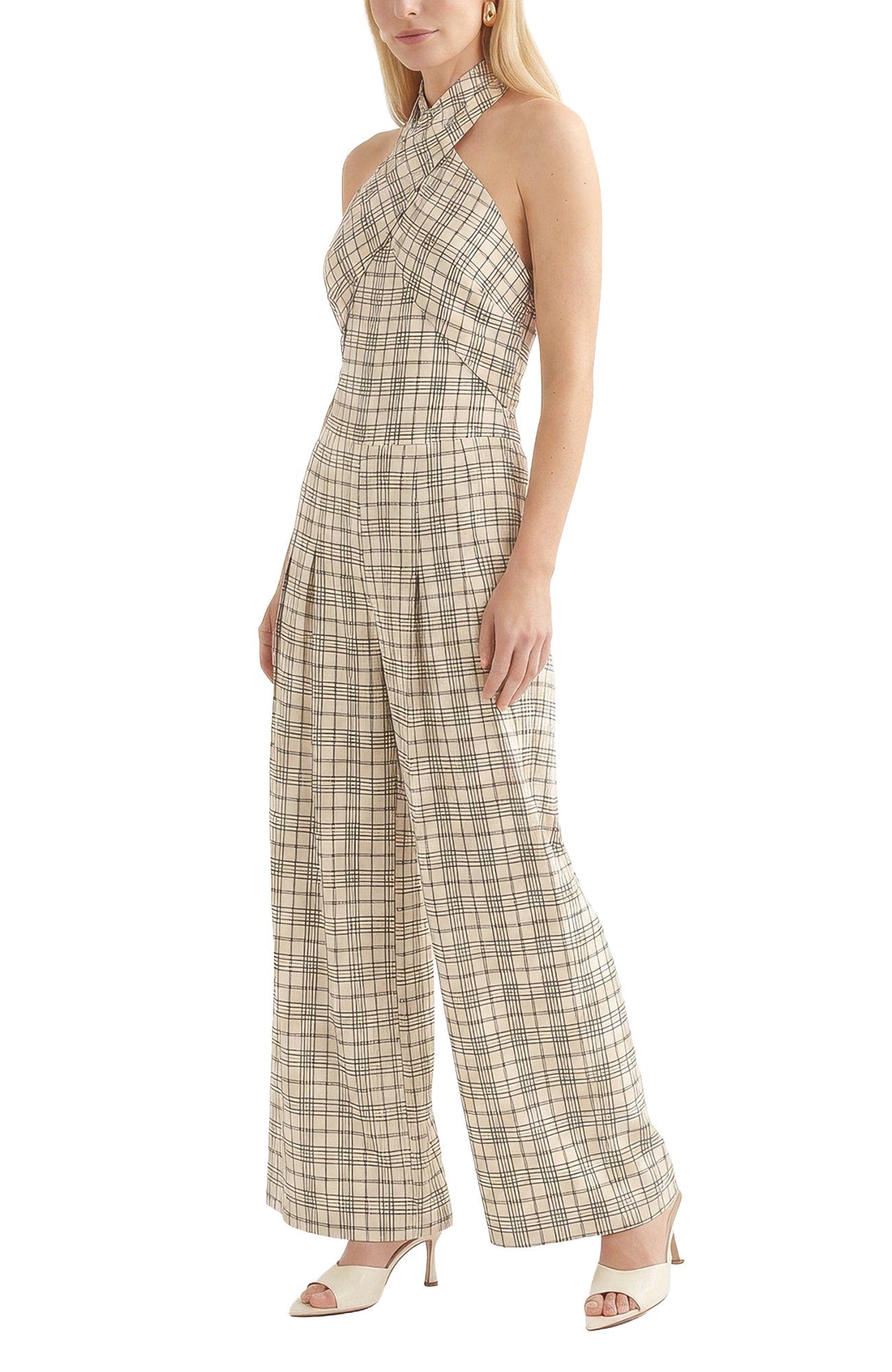 Lily and Lionel London Ardern Halterneck Check Culotte Jumpsuit (Women ...