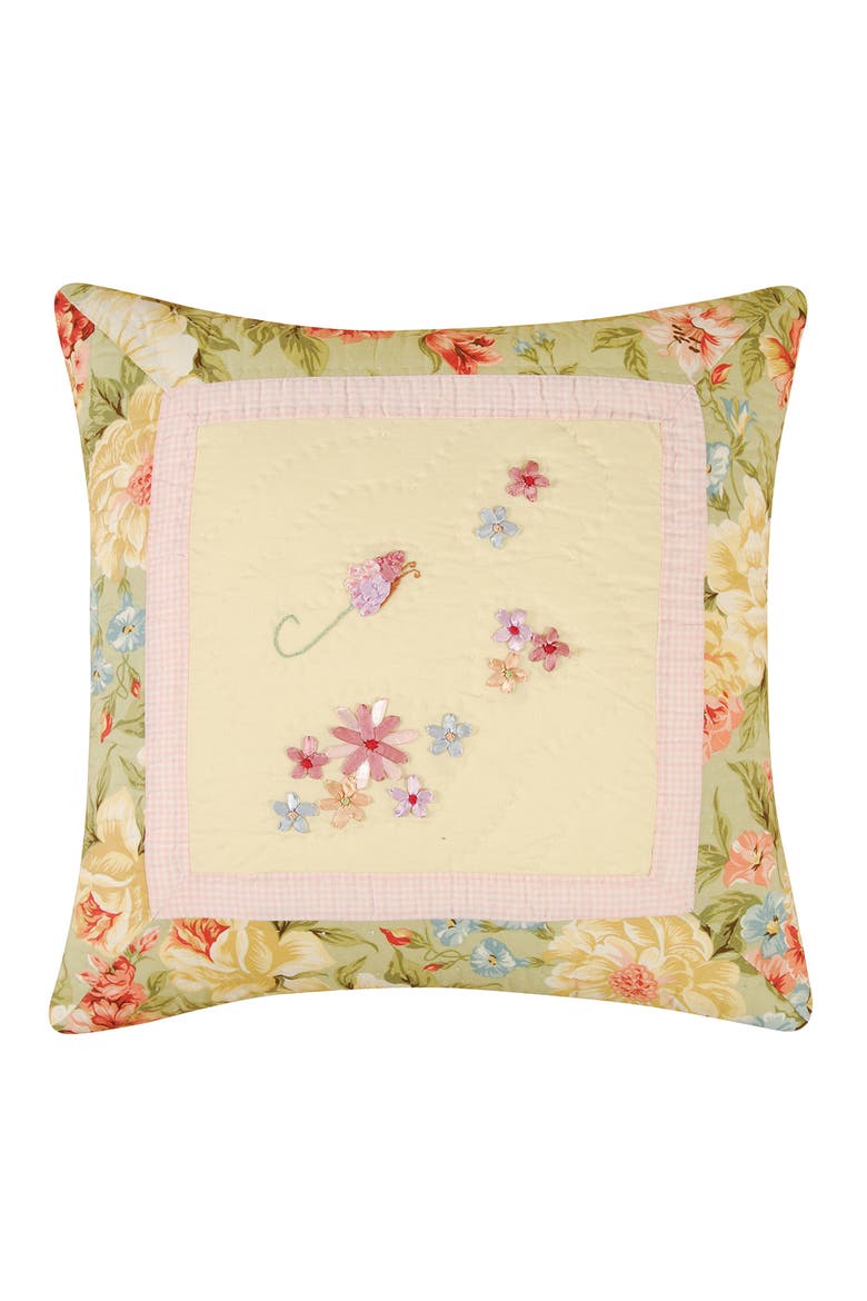 Garden Melody Ribbon Art Pillow, 18" x 18", Main, color, Yellow