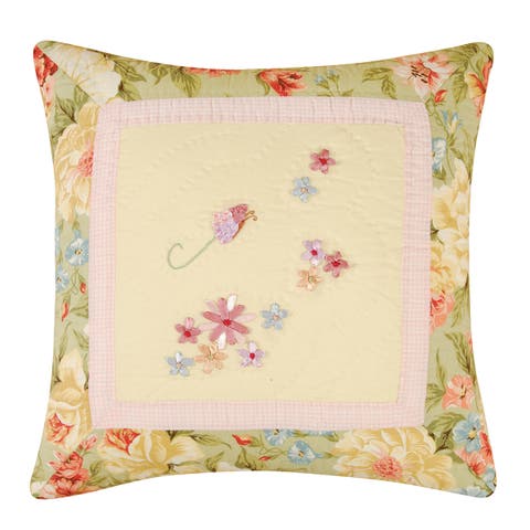 Garden Melody Ribbon Art Pillow, 18" x 18"