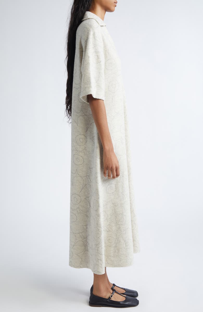 Marimekko Nietos Piirto Unikko Floral Wool Dress, Alternate, color, Off White/ Grey