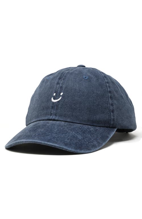Shop Dalix Lil Smile Embroidered Casual Hat In Washed Navy Blue