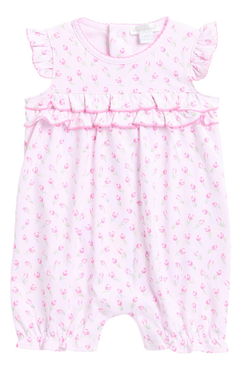 Kissy Kissy Rose Print Ruffle Pima Cotton Romper, Main, color, 