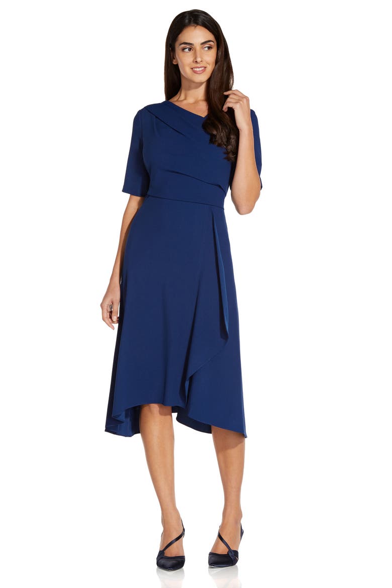 Asymmetrical Hem A-Line Dress, Alternate, color, NAVY