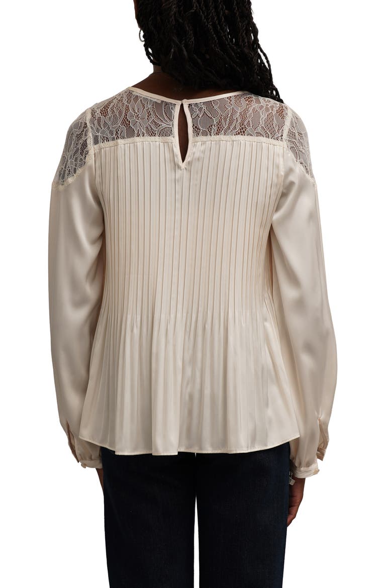 Lace Shoulder Pleated Top, Alternate, color, IVORY