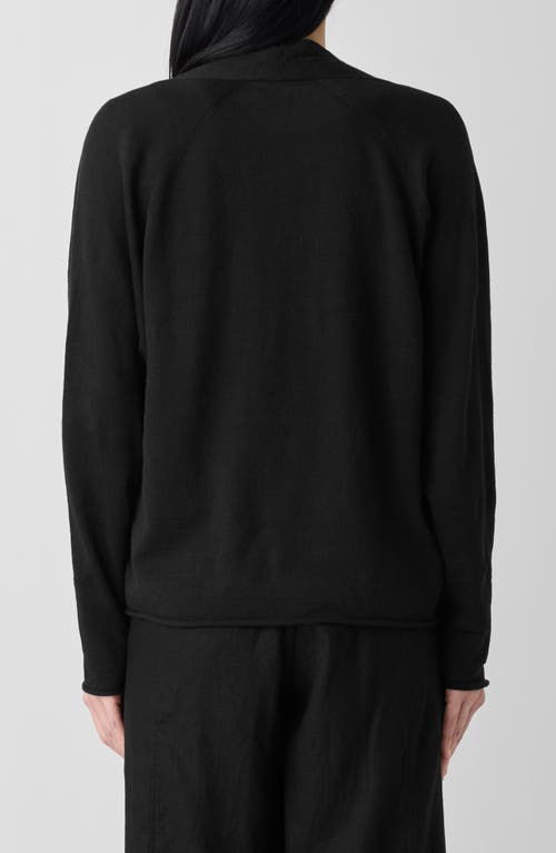 Eileen Fisher Open Raglan-sleeve Cardigan In Black