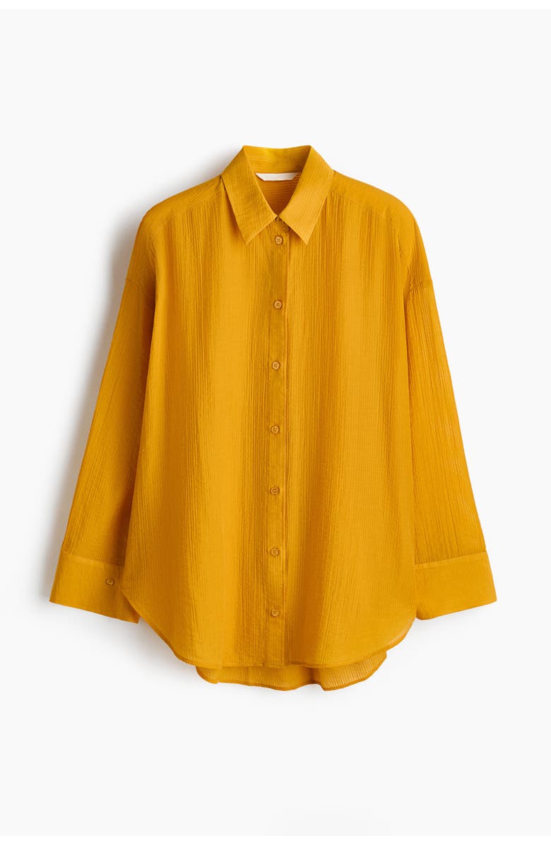 H&M Oversized Crinkled Shirt, Main, color, Dark Yellow