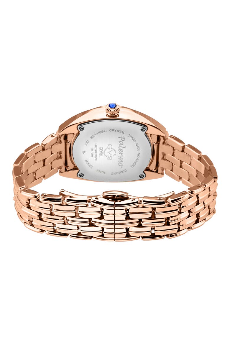 Palermo Blue Mother of Pearl Dial Diamond Bracelet Watch, 35mm - 0.04ct., Alternate, color, ROSE GOLD