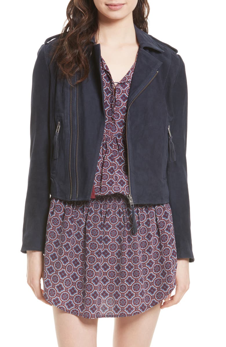 Joie Ailey Suede Moto Jacket, Main, color, 