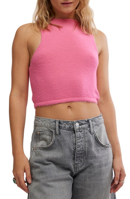Shop Free People Warm Fluff Crop Sweater Tank In Neon Pink