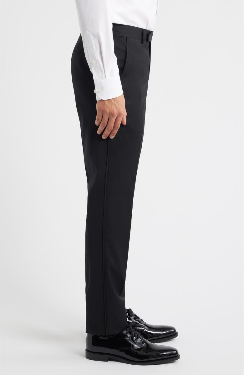 AllSaints Ryder Slim Fit Black Stretch Wool Tuxedo Pants, Alternate, color, Black