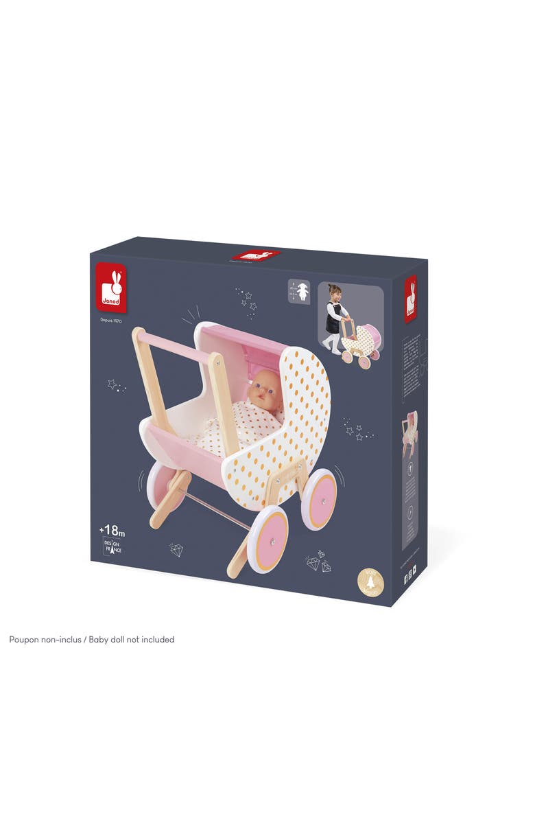 Janod Candy Chic Pram for Baby Doll, Alternate, color, Pink