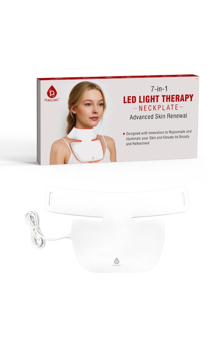 PURSONIC LED Light Therapy Neckplate Rejuvenate Your Neck & Décolleté, Main, color, White
