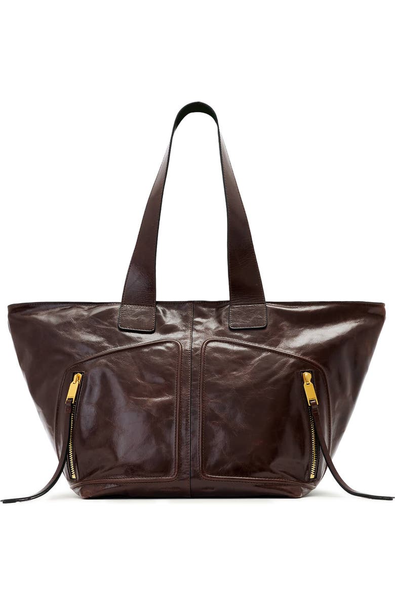 AllSaints Jean Rey Leather Tote, Main, color, Cognac Brown