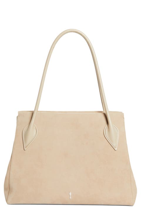 Large Nubuck Leather East/West Tote