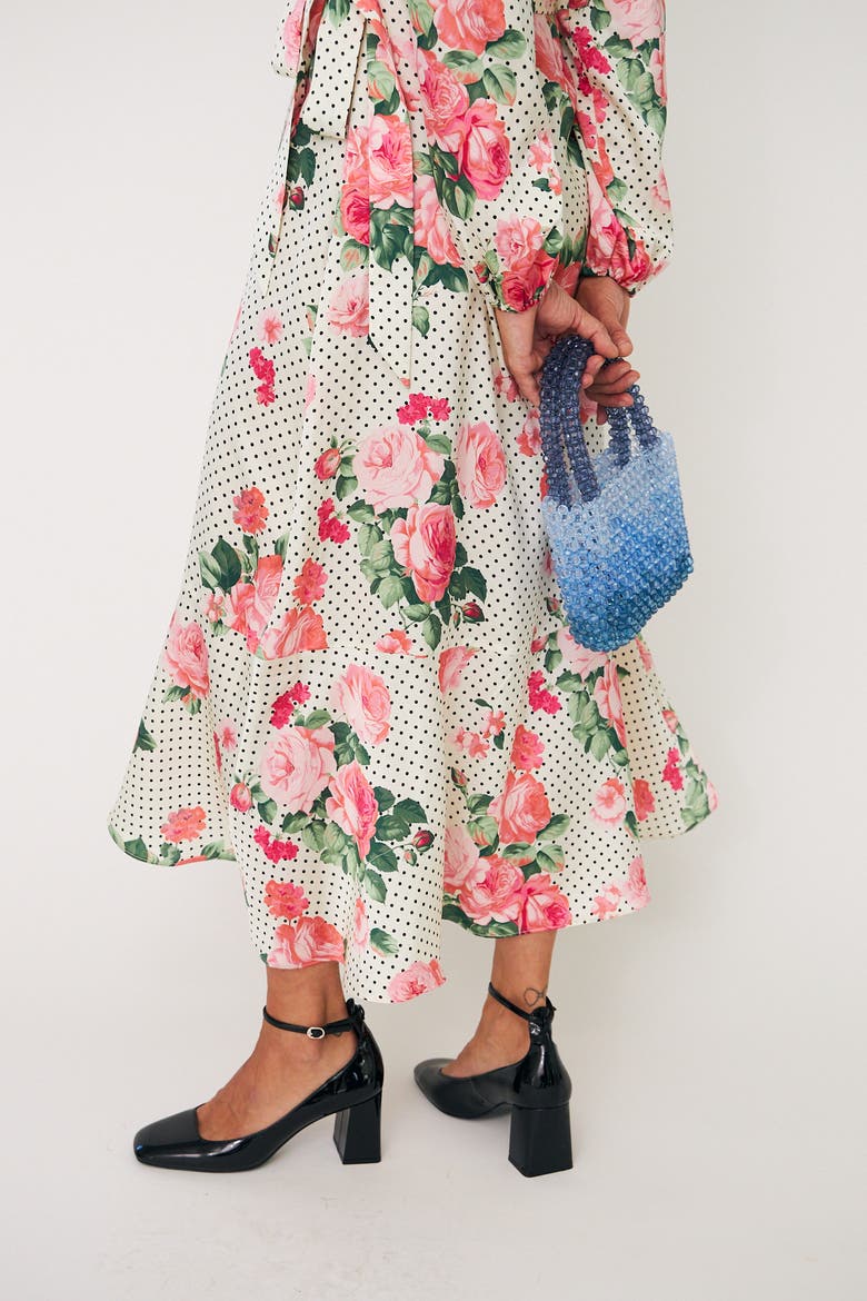 Laracras Floral Polka Dot Wrap Dress, Alternate, color, Polka Rose