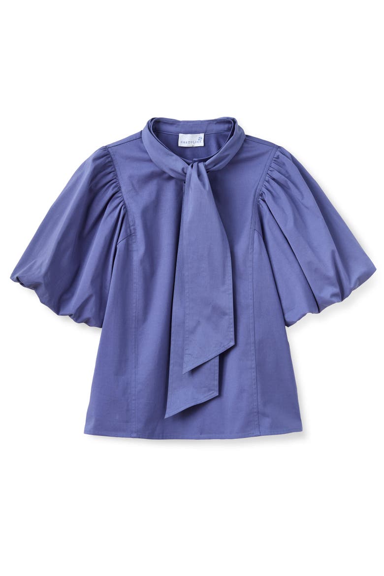 Perry Removable Tie Neck Top, Main, color, Coastal Indigo
