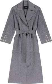 maje Long double-faced rhinestone coat