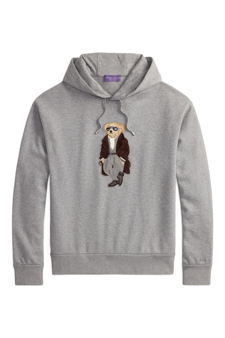 Felpa Bear Appliqué Cotton & Cashmere Hoodie, Alternate, color, CLASSIC LIGHT GREY MELANGE