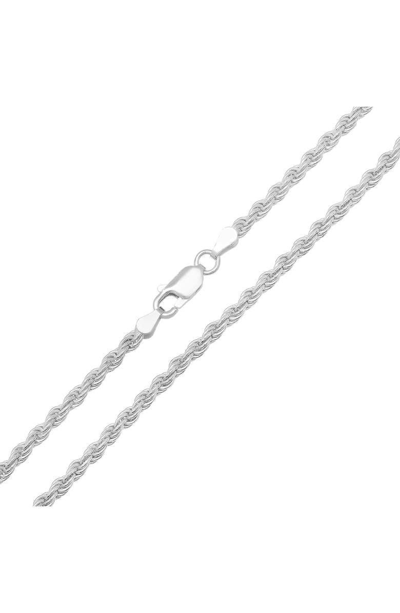 Queen Jewels Men's Sterling Silver Italian Rope Chain Necklace, Alternate, color, Silver