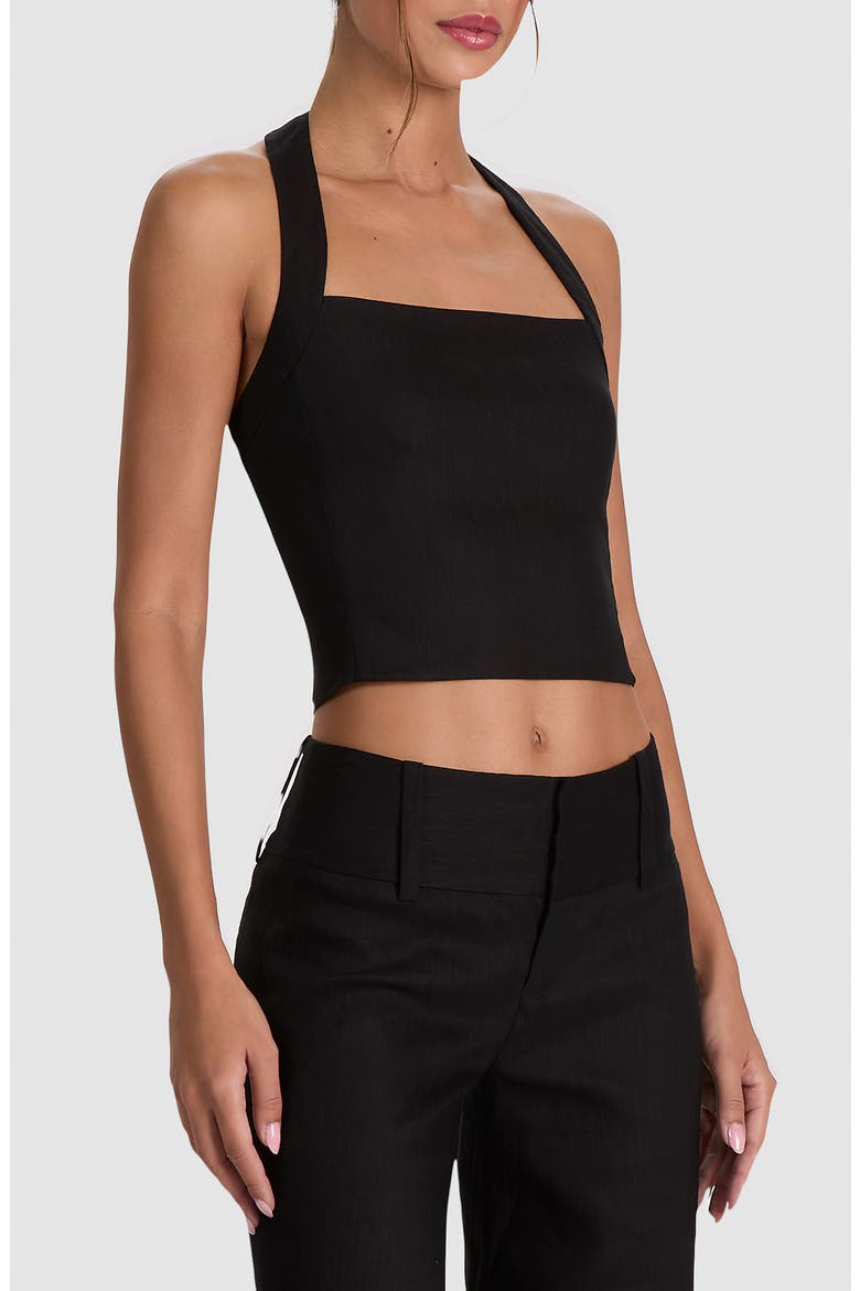Fiona Crop Halter Top, Alternate, color, BLACK
