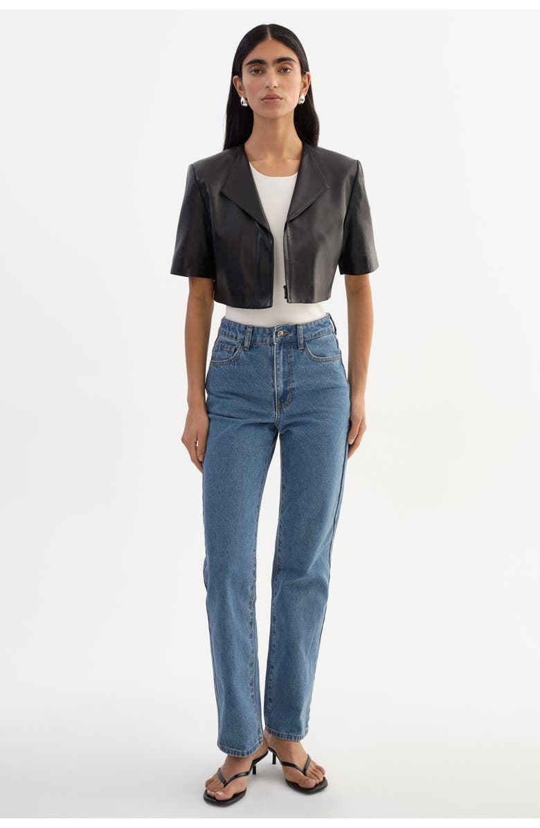 LAMARQUE Aviana | Collarless Leather Jacket, Alternate, color, Black