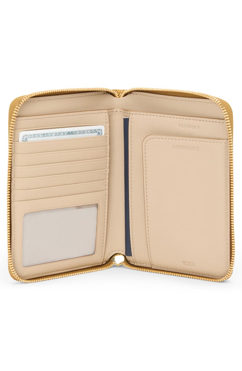 TUMI Belden Zippered Leather Passport Case, Alternate, color, Gold
