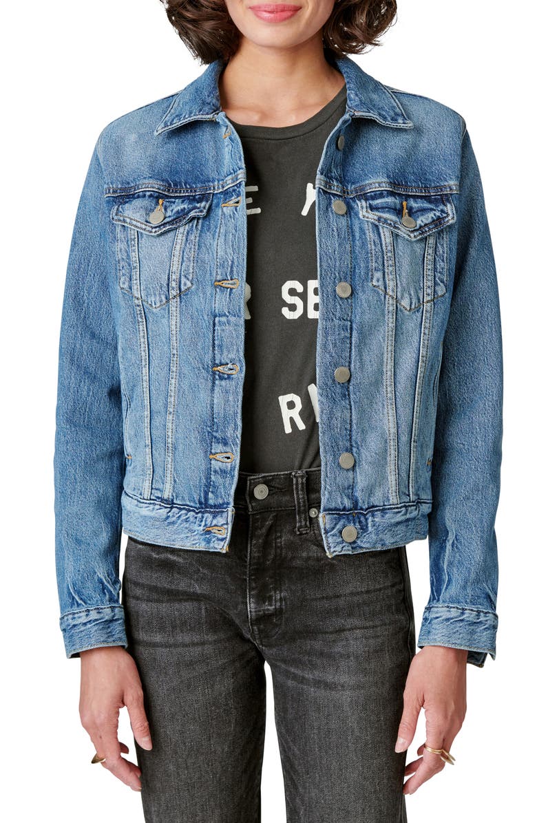 Lucky Brand Tomboy Denim Trucker Jacket, Main, color, 