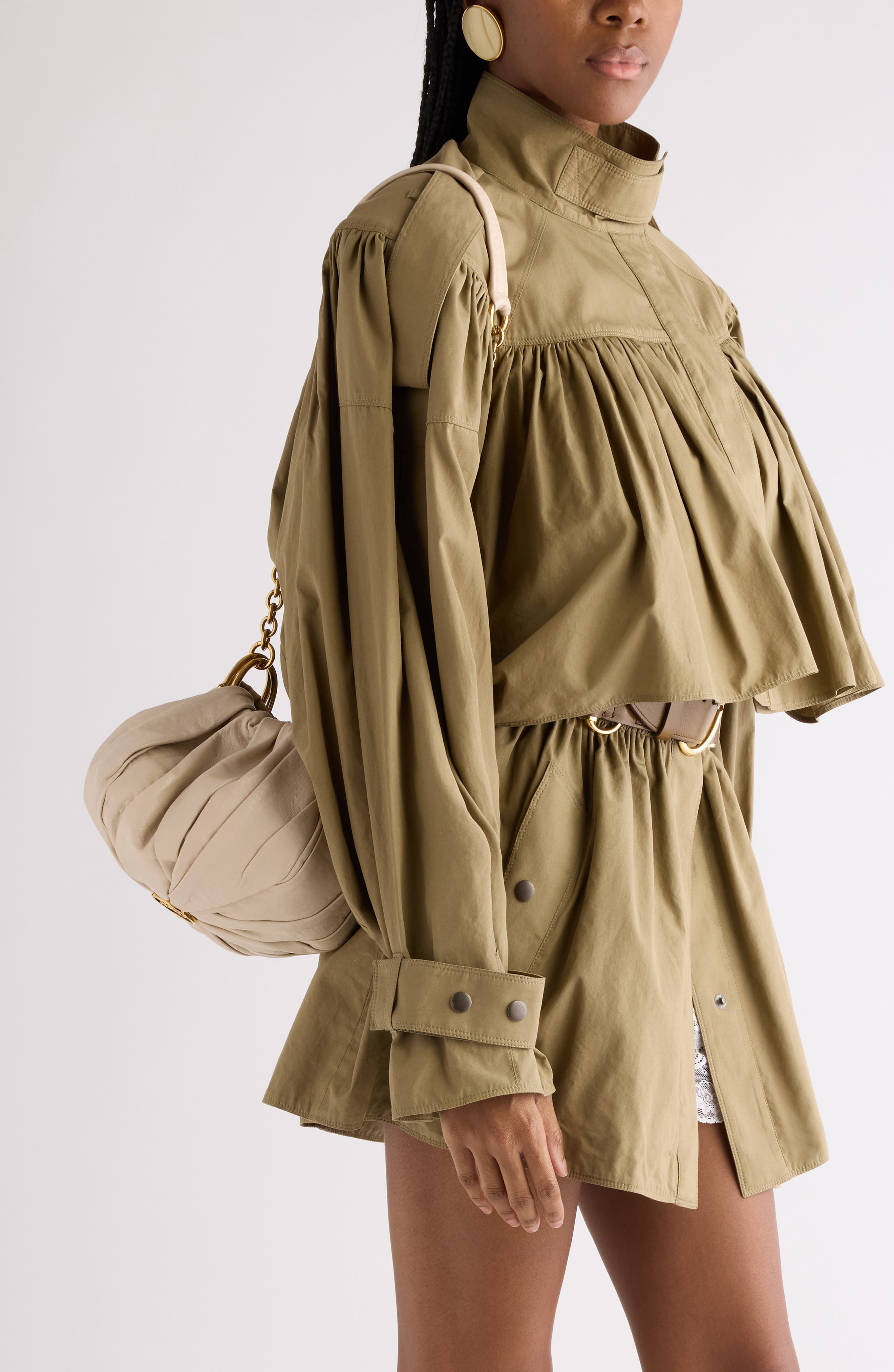 Pleated Crossbody Bag, Alternate, color, MILK