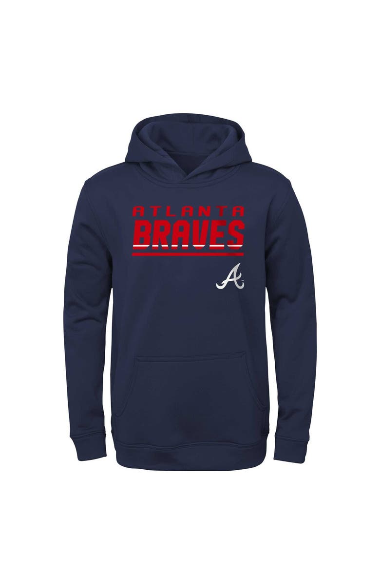 Outerstuff Youth Navy Atlanta Braves Headliner Performance Pullover Hoodie, Main, color,