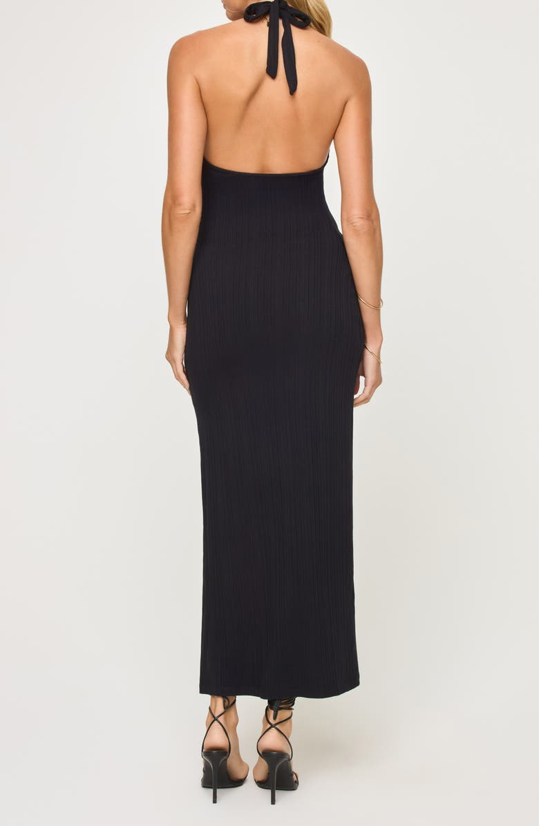LSPACE Skye Halter Rib Cover-Up Maxi Dress, Alternate, color, Black