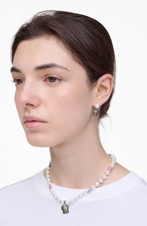 Marc Jacobs Butterfly Faux Pearl Drop Earrings In Multi