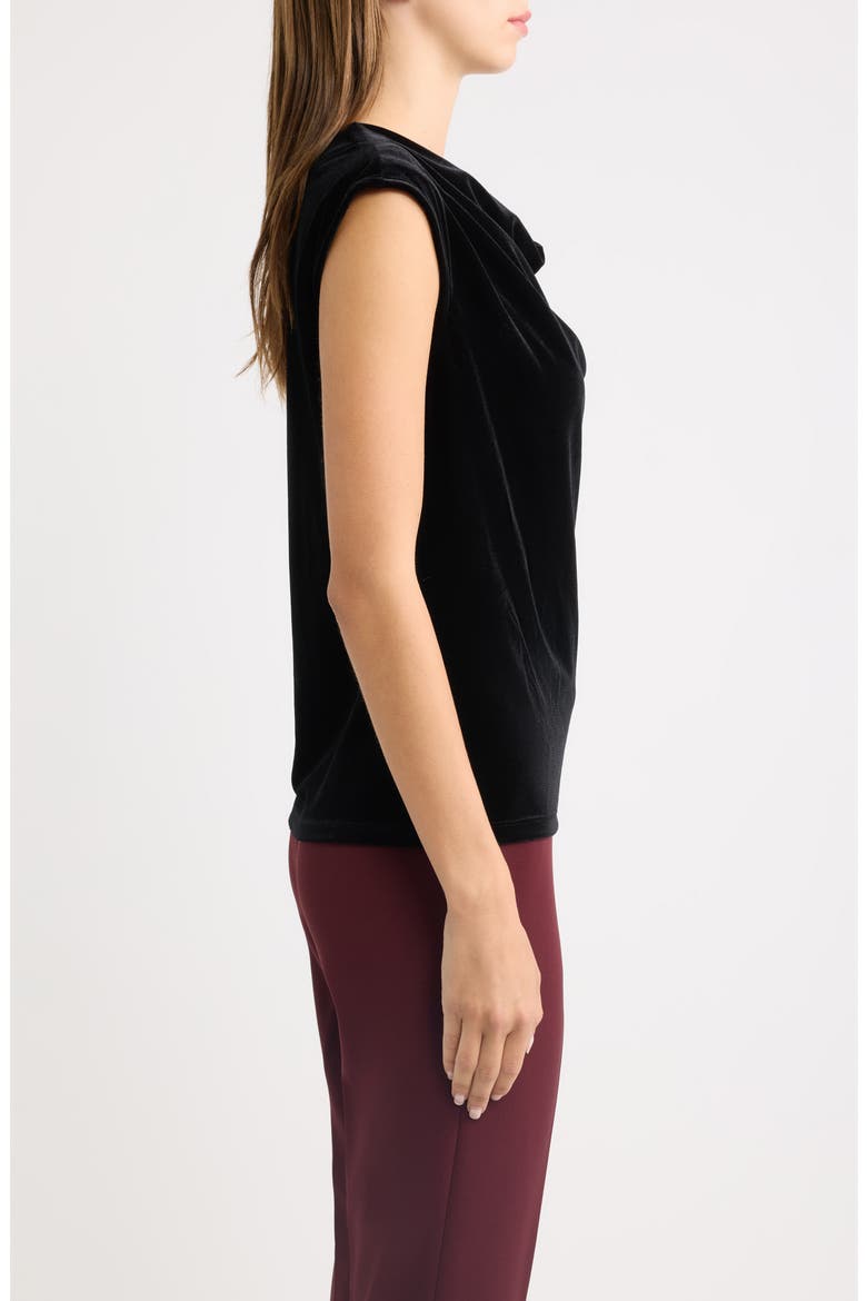 Pleated Cowl Neck Top, Alternate, color, ANNE BLACK