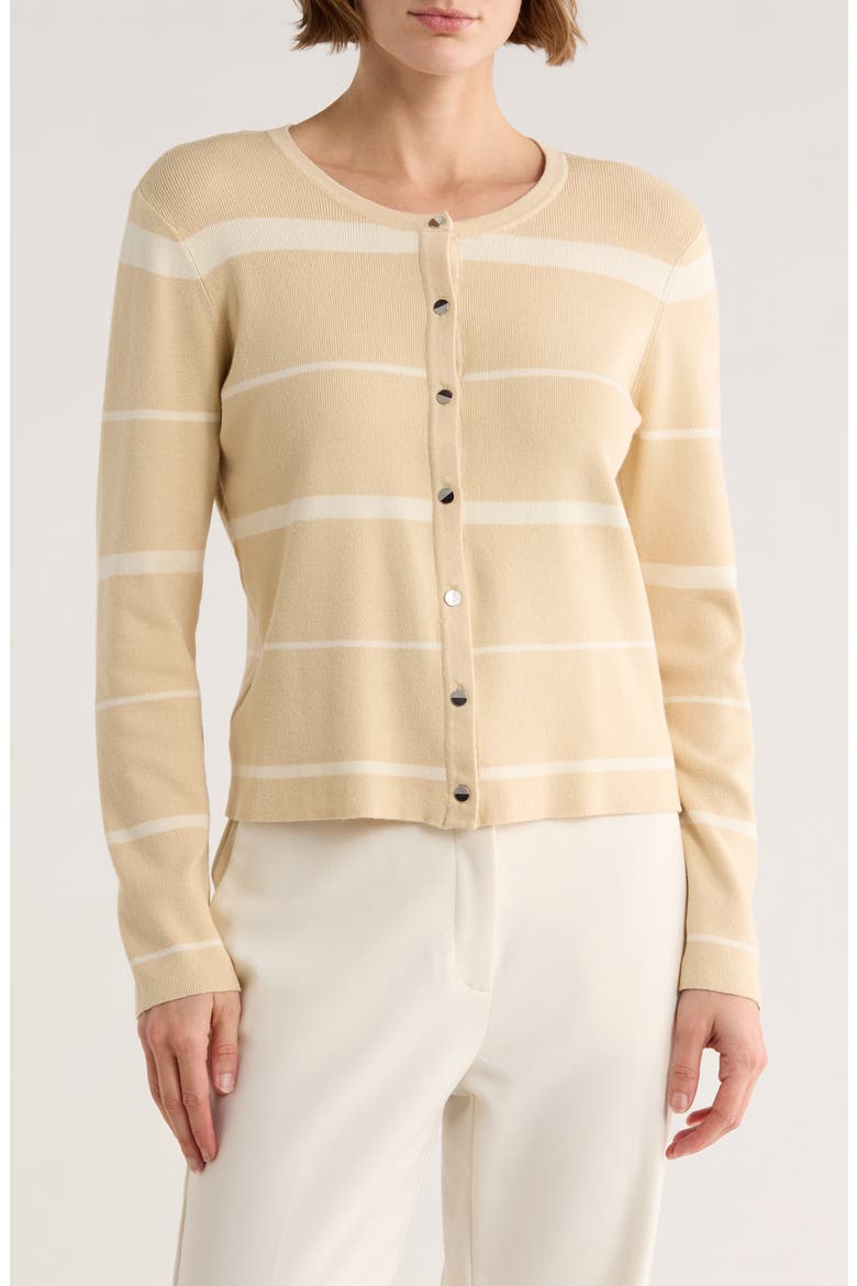 Variegated Stripe Crop Cardigan, Main, color, SAND/ IVORY STRIPE