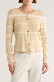 ELIE ELIE TAHARI Variegated Stripe Crop Cardigan