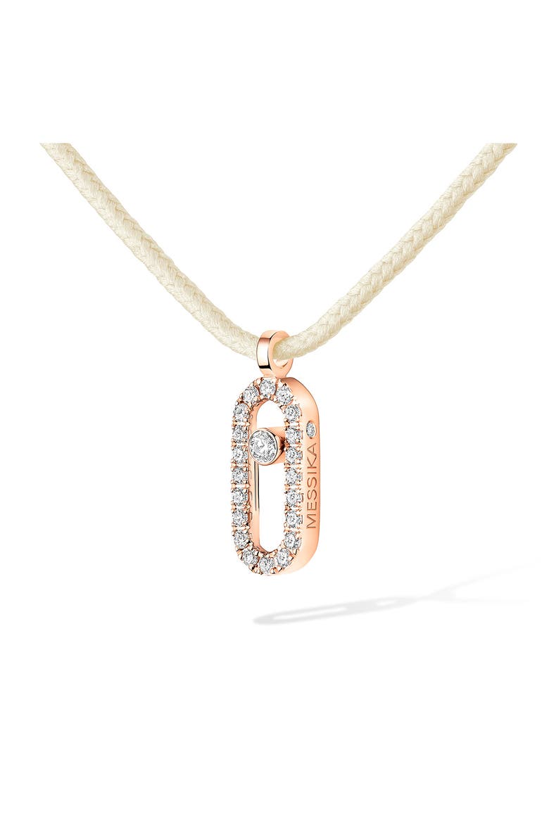 Care Diamond Pavé Pendant Cord Necklace, Alternate, color, PINK GOLD