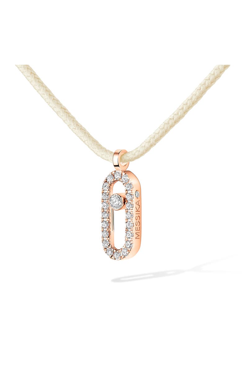 Messika Care Diamond Pavé Pendant Cord Necklace, Alternate, color, Pink Gold