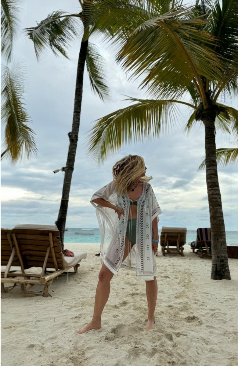 Biliblond Kaftan eye Gallabia, Alternate, color, White