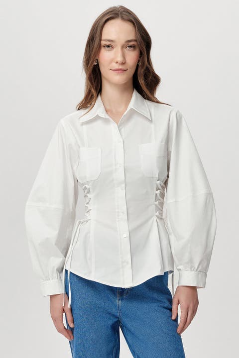 Arcene Fitted Waist Balloon Sleeve Shirt