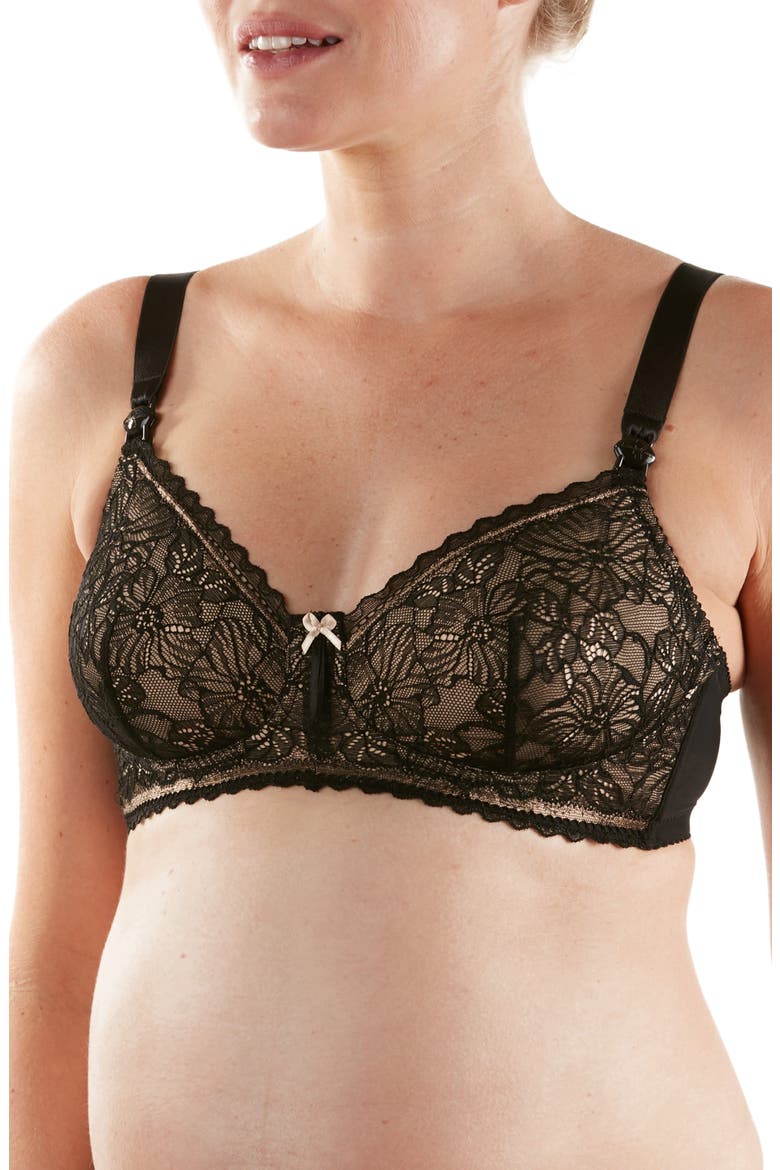 Iris Lace Maternity/Nursing Bra, Main, color, BLACK