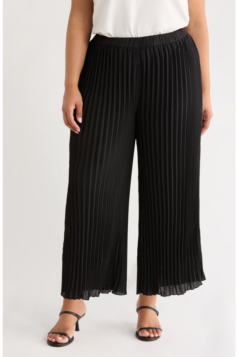 Pleated Pull-On Crop Wide Leg Pants, Main, color, ANNE BLACK