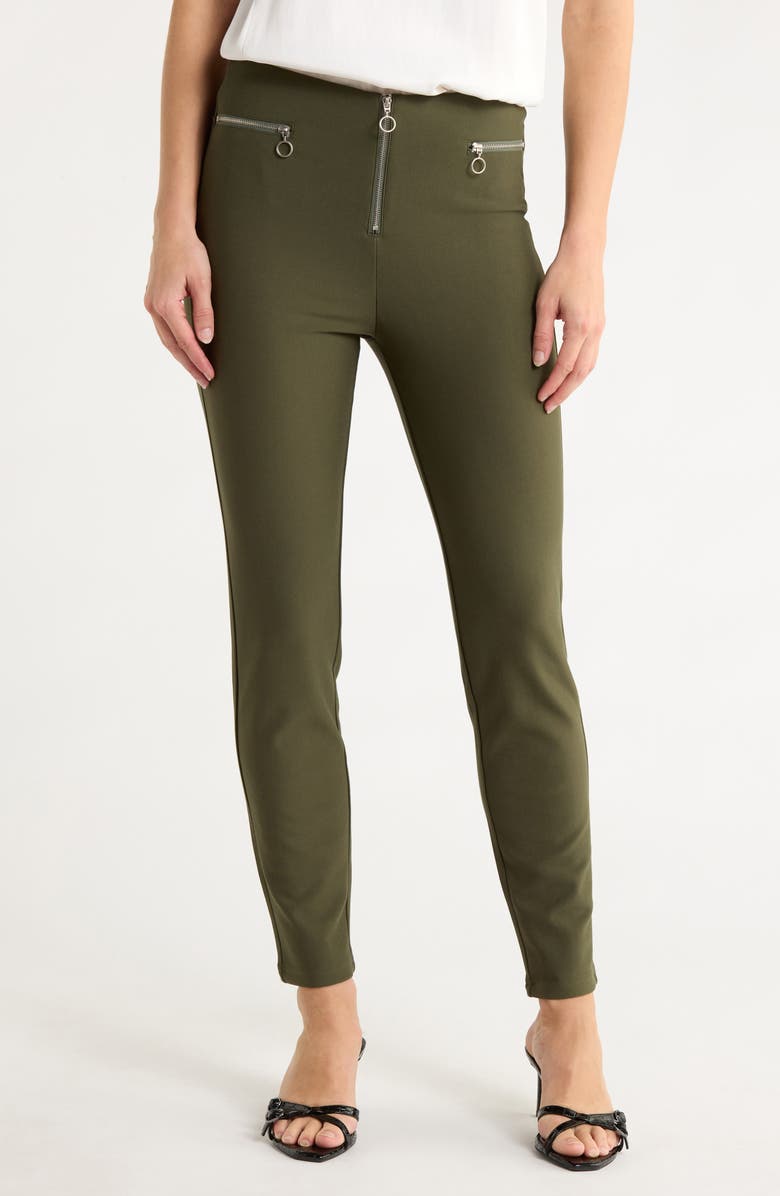 PATRIZIA LUCA Zip Front Skinny Pants, Main, color, Olive
