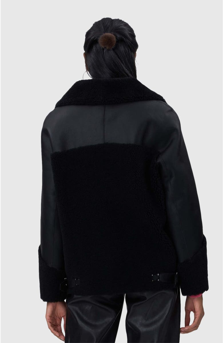 GORSKI Genuine Shearling Zip Moto Jacket, Alternate, color, Black/Black