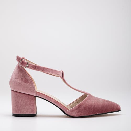 Forever & Always Shoes Anicette Velvet Mary Jane Heels In Rose