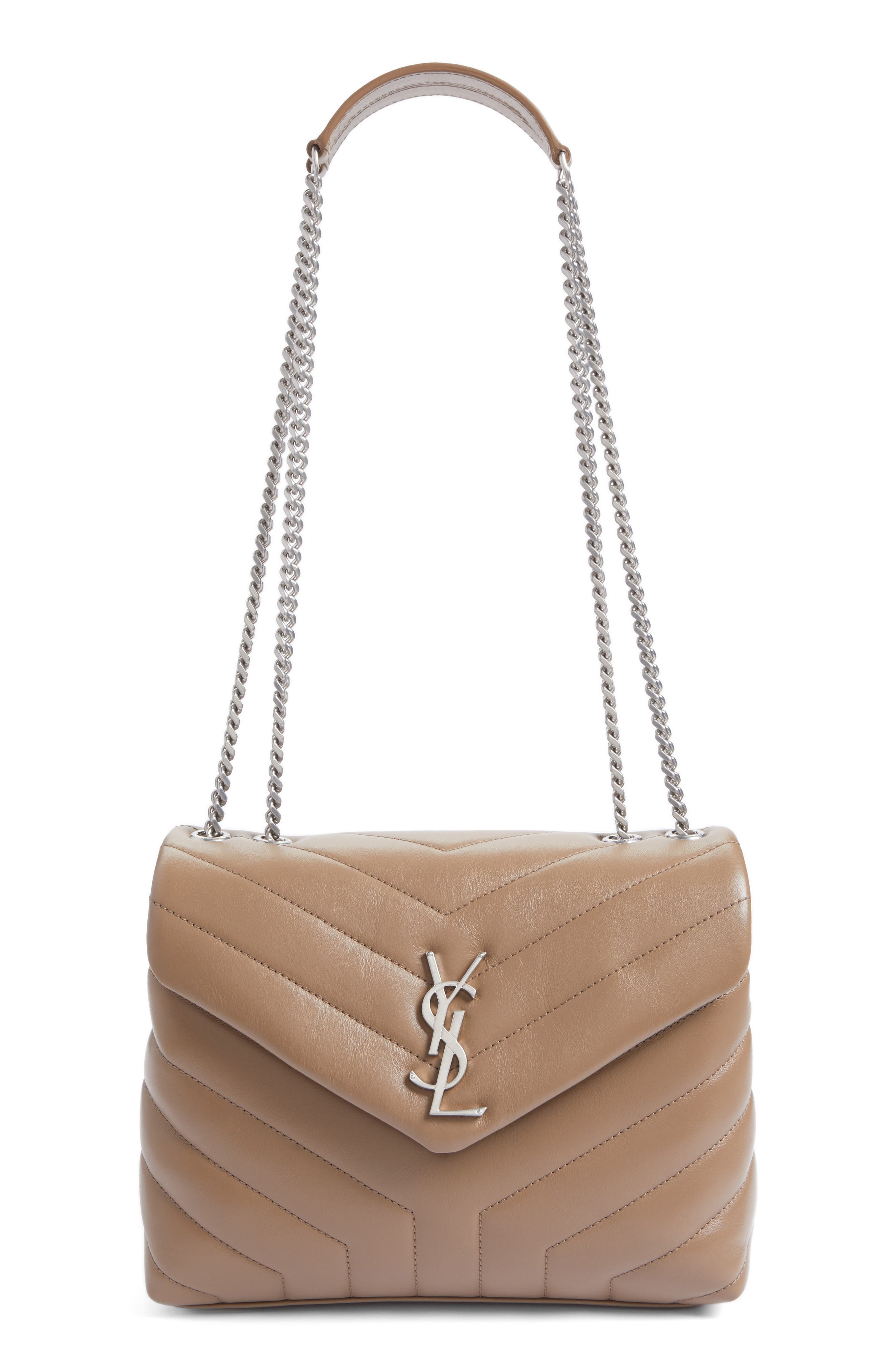 Small Loulou Matelassé Leather Shoulder Bag, Main, color, TAUPE MILITAIRE