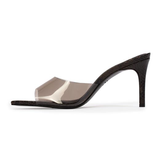 Black Suede Studio Belle Snake Mule In Multi