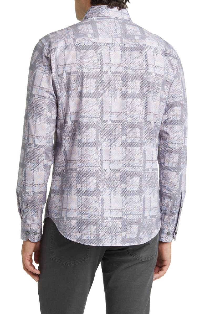 Bugatchi James OoohCotton<sup>®</sup> Abstract Print Stretch Cotton Button-Up Shirt, Alternate, color, 