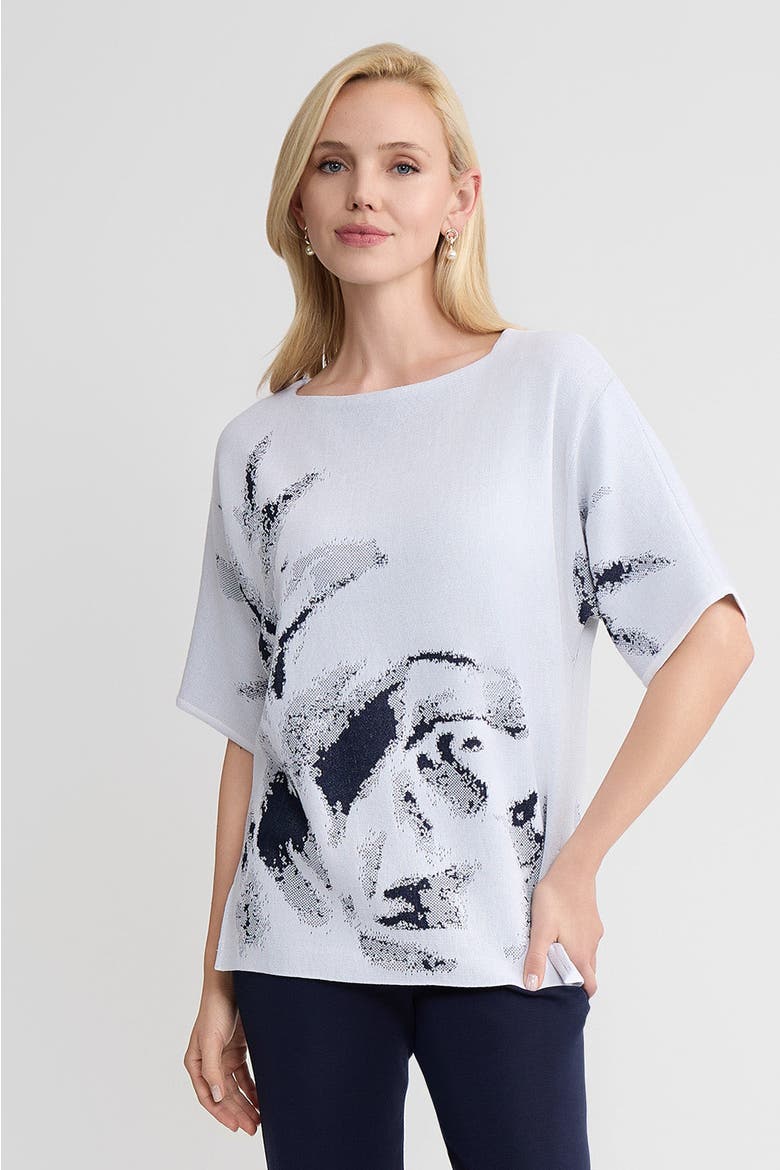 Abstract Print Soft Knit Tunic, Alternate, color, White/Indigo