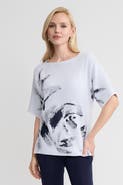 Ming Wang Abstract Print Soft Knit Tunic